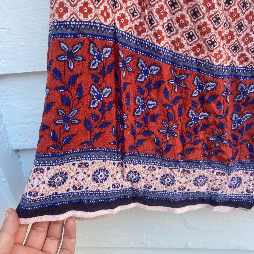 Mandala LG/ XL Red and White Patterned Top Indian Batik Print Sleeveless Blouse - Picture 2 of 7